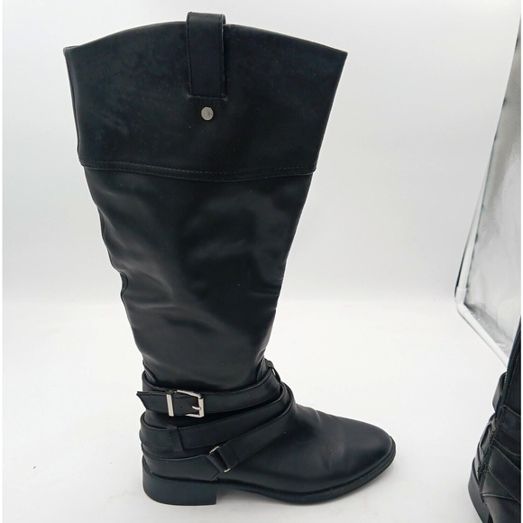 Target Riding Boots‎ Faux Leather Cognac Women’s Size 9 Black Side Zip - Picture 1 of 8